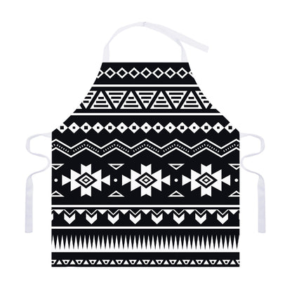 Black And White Aztec Pattern Print Adjustable Apron