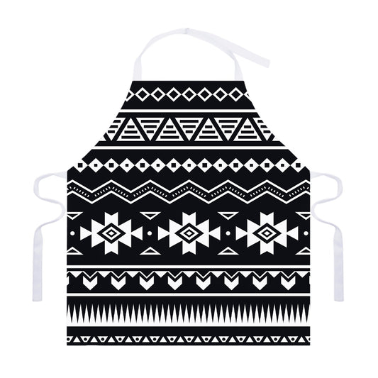 Black And White Aztec Pattern Print Adjustable Apron