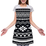 Black And White Aztec Pattern Print Adjustable Apron