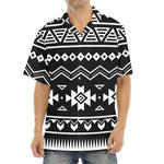 Black And White Aztec Pattern Print Aloha Shirt