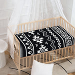 Black And White Aztec Pattern Print Baby Crib Sheet