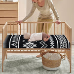 Black And White Aztec Pattern Print Baby Crib Sheet