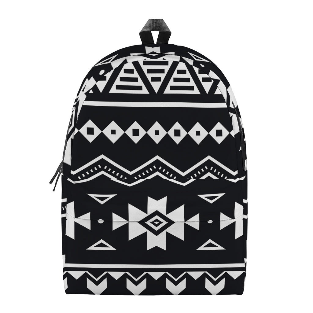 Black And White Aztec Pattern Print Backpack