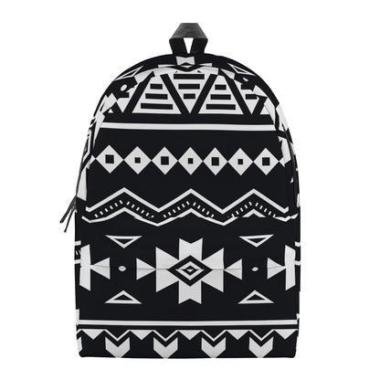 Black And White Aztec Pattern Print Backpack