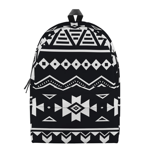 Black And White Aztec Pattern Print Backpack