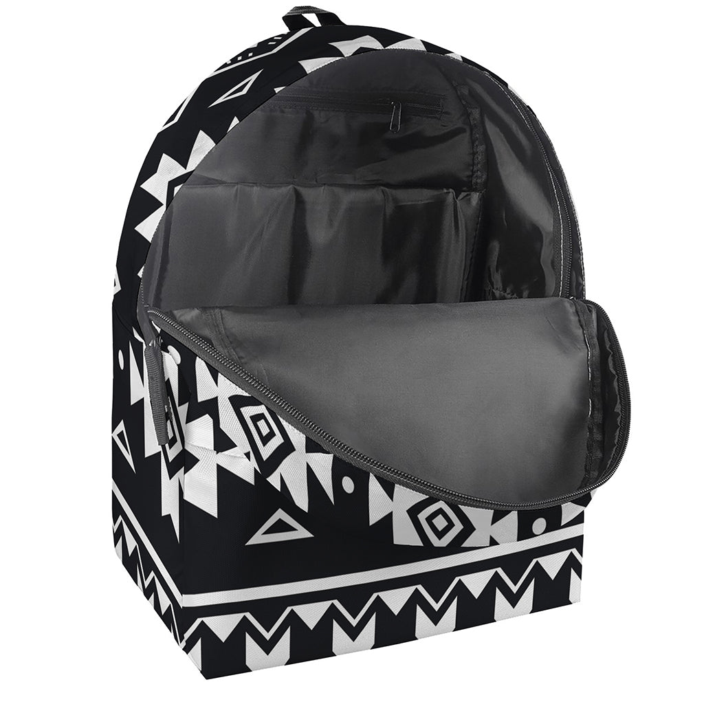 Black And White Aztec Pattern Print Backpack
