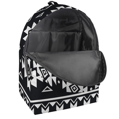 Black And White Aztec Pattern Print Backpack