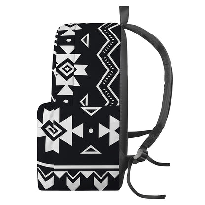 Black And White Aztec Pattern Print Backpack