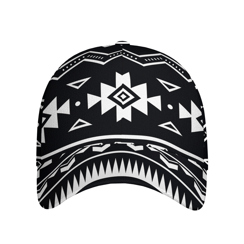 Black And White Aztec Pattern Print Baseball Cap