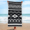 Black And White Aztec Pattern Print Beach Towel