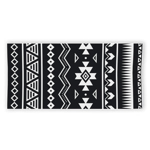 Black And White Aztec Pattern Print Beach Towel