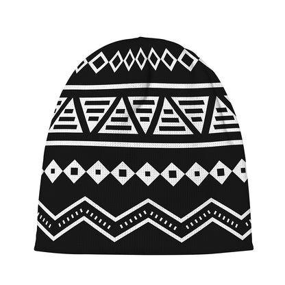 Black And White Aztec Pattern Print Beanie