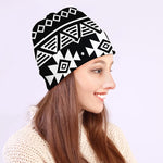 Black And White Aztec Pattern Print Beanie