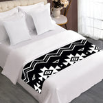 Black And White Aztec Pattern Print Bed Runner