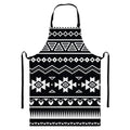 Black And White Aztec Pattern Print Bib Apron With Pocket