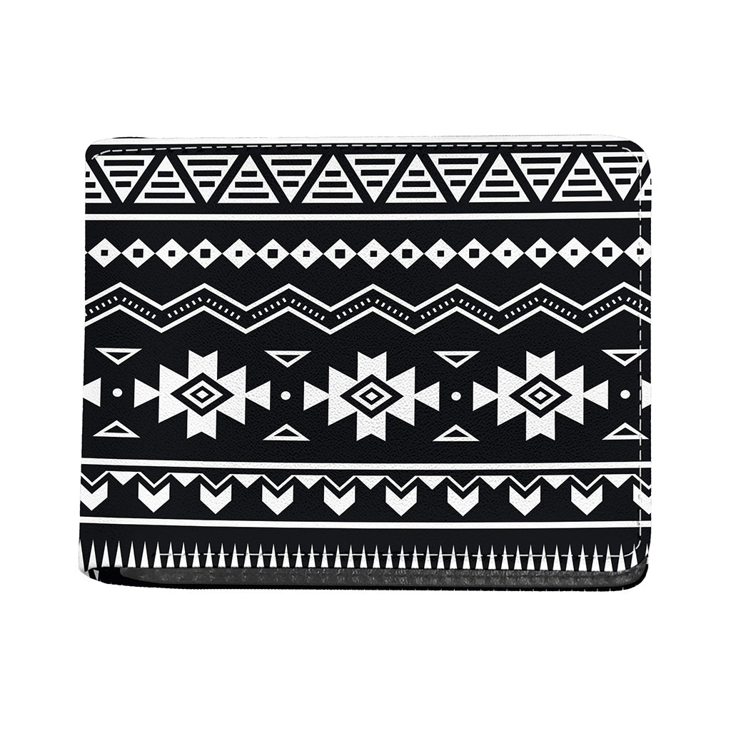 Black And White Aztec Pattern Print Bifold Wallet