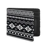 Black And White Aztec Pattern Print Bifold Wallet