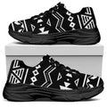 Black And White Aztec Pattern Print Black Chunky Shoes