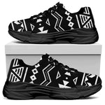 Black And White Aztec Pattern Print Black Chunky Shoes