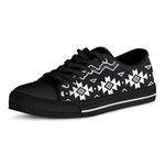 Black And White Aztec Pattern Print Black Low Top Sneakers
