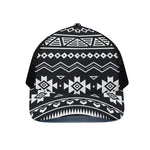 Black And White Aztec Pattern Print Black Mesh Trucker Cap