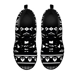 Black And White Aztec Pattern Print Black Running Shoes