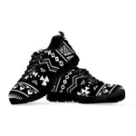 Black And White Aztec Pattern Print Black Running Shoes