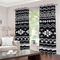 Black And White Aztec Pattern Print Dimout Grommet Curtains