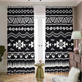 Black And White Aztec Pattern Print Dimout Pencil Pleat Curtains