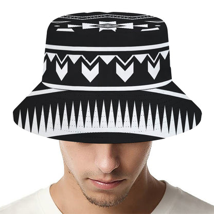 Black And White Aztec Pattern Print Bucket Hat