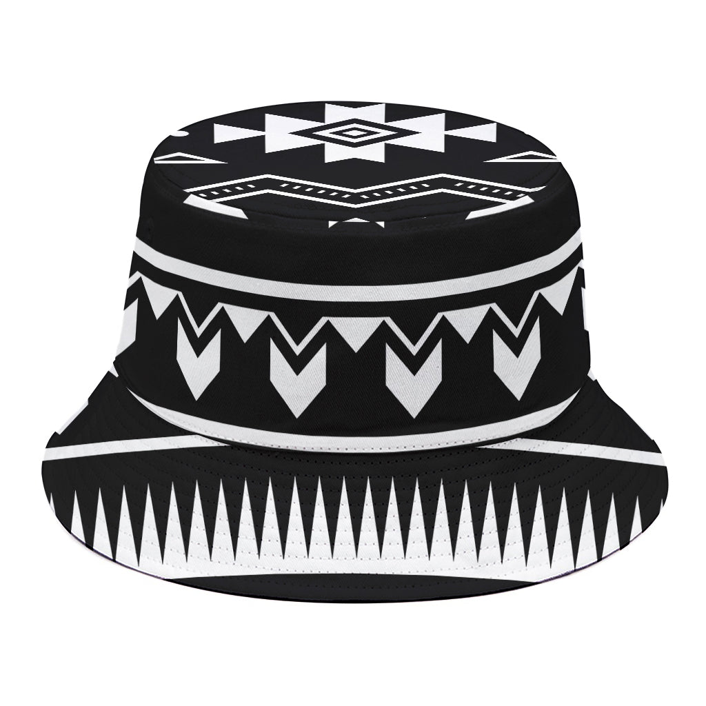 Black And White Aztec Pattern Print Bucket Hat