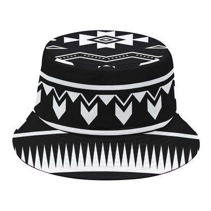 Black And White Aztec Pattern Print Bucket Hat
