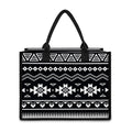 Black And White Aztec Pattern Print Canvas Tote Bag