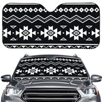 Black And White Aztec Pattern Print Car Windshield Sun Shade