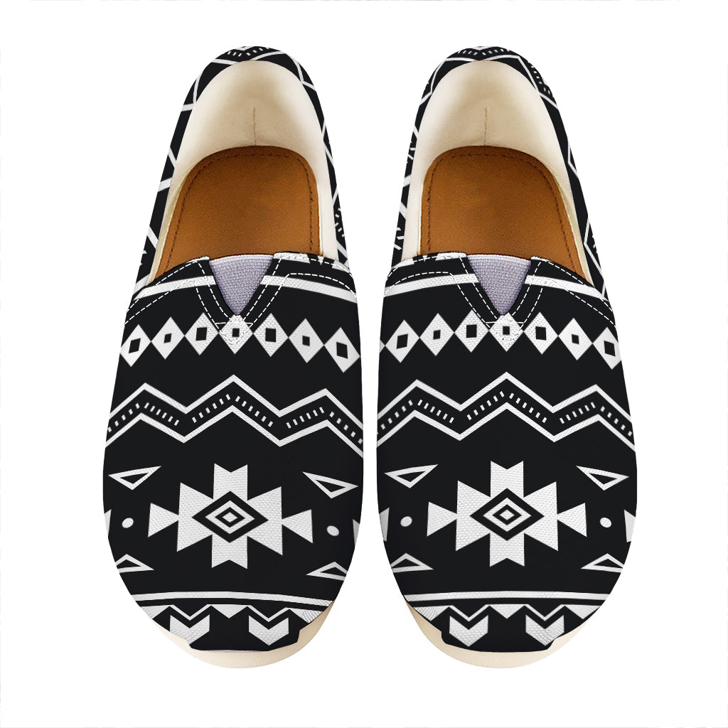 Black And White Aztec Pattern Print Casual Shoes