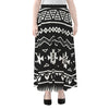 Black And White Aztec Pattern Print Chiffon Maxi Skirt