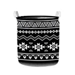 Black And White Aztec Pattern Print Collapsible Laundry Basket