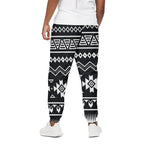 Black And White Aztec Pattern Print Cotton Pants