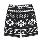 Black And White Aztec Pattern Print Cotton Shorts