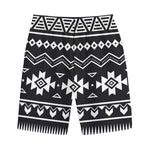 Black And White Aztec Pattern Print Cotton Shorts
