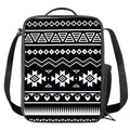 Black And White Aztec Pattern Print Crossbody Lunch Bag