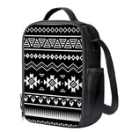 Black And White Aztec Pattern Print Crossbody Lunch Bag