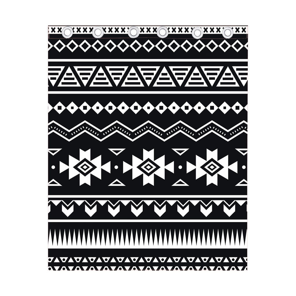 Black And White Aztec Pattern Print Curtain