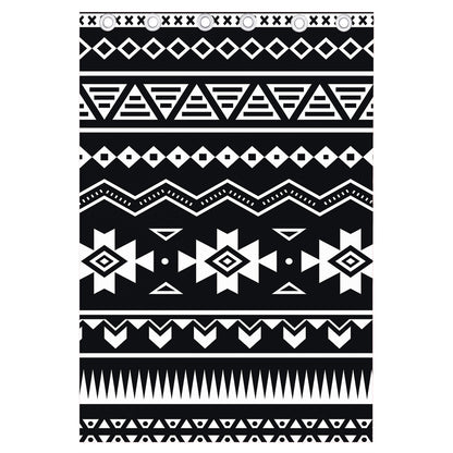 Black And White Aztec Pattern Print Curtain