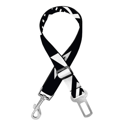 Black And White Aztec Pattern Print Dog Seat Belt