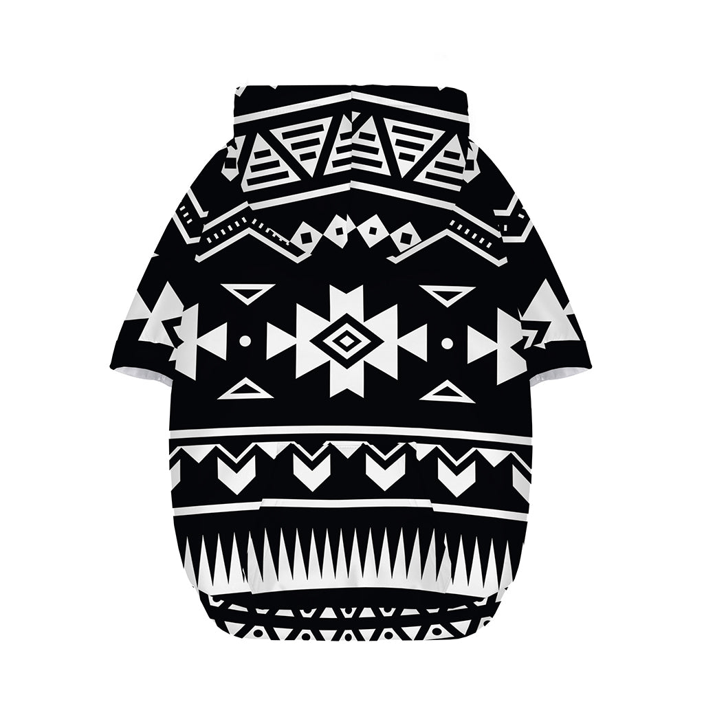 Black And White Aztec Pattern Print Dog Zip Up Hoodie