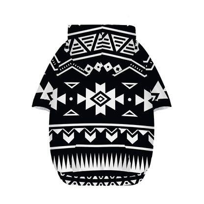 Black And White Aztec Pattern Print Dog Zip Up Hoodie