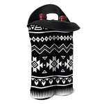 Black And White Aztec Pattern Print Double Neoprene Wine Tote
