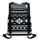 Black And White Aztec Pattern Print Drawstring Backpack