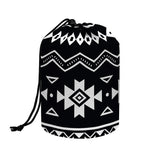 Black And White Aztec Pattern Print Drawstring Makeup Bag